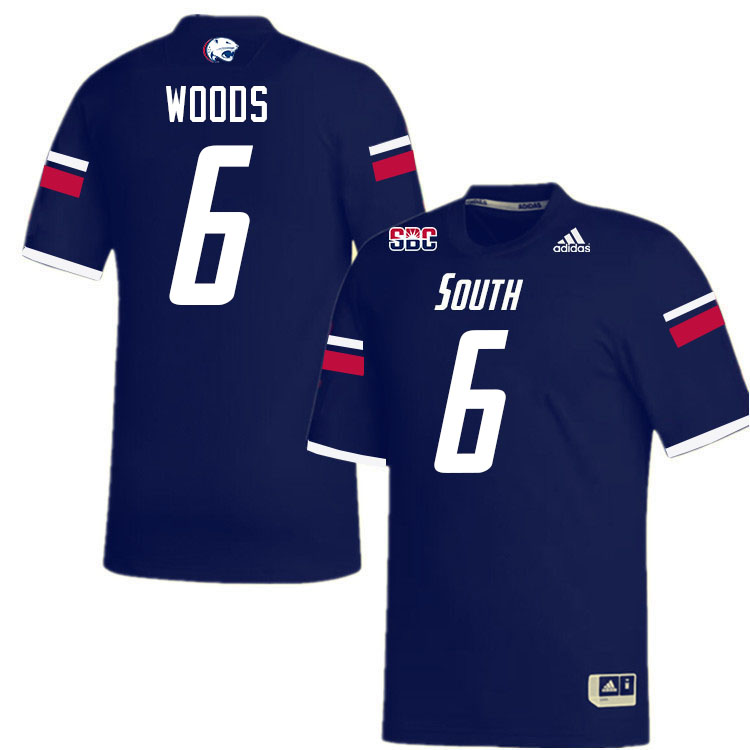 #6 Micah Woods South Alabama Jaguars Jerseys,College Football Uniforms,Apparels Stitched-Navy